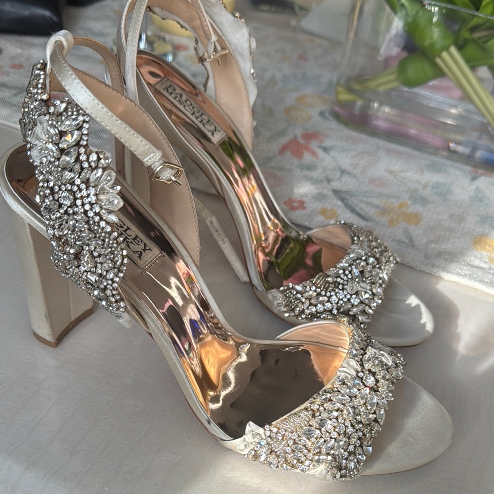 Badgley Mischka Silver Crystal Heels